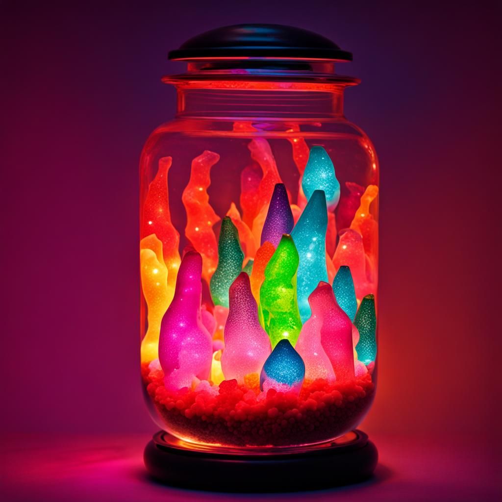 Glowing Neon Lava Lamp in Crystal Jar