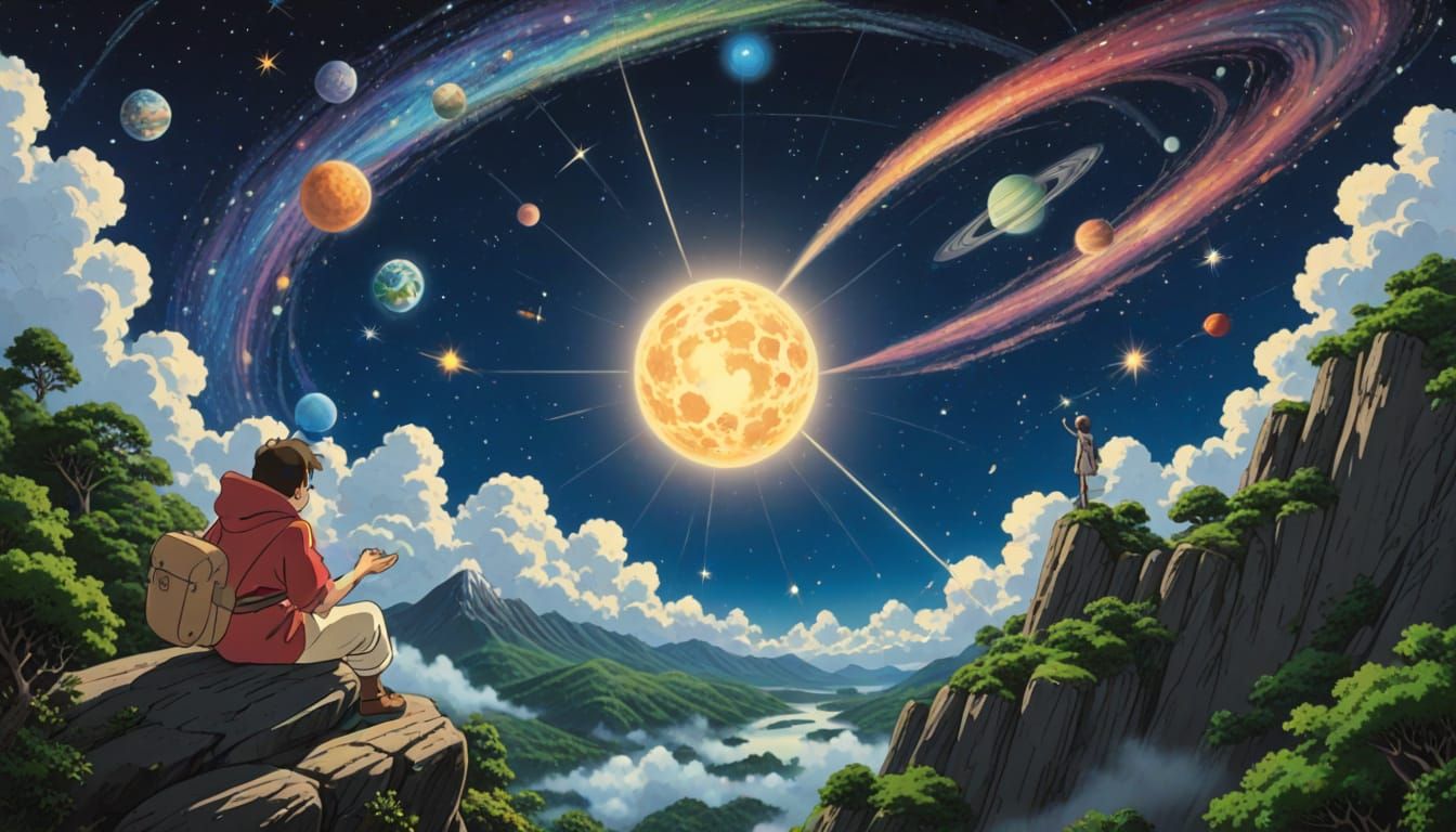 Surreal Ghibli-Inspired Birth of the Cosmos