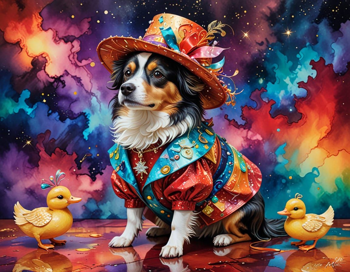 Punk Dog Loses It on Catwalk in Surreal Painting