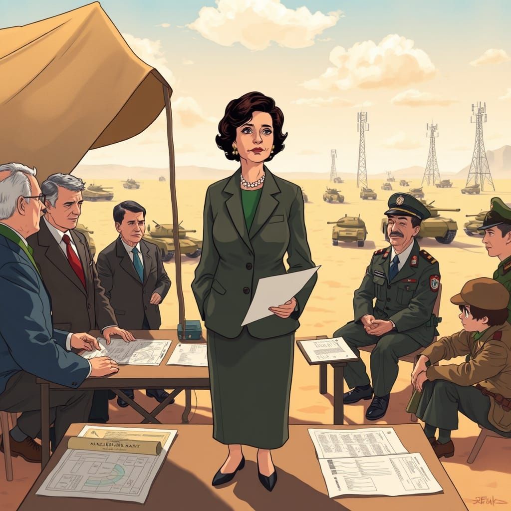 Confident Golda Meir in Vintage Israeli Camp