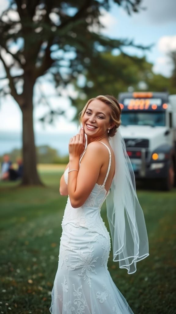 Whimsical Outdoor Wedding Portrait in Tilt-Shift Style