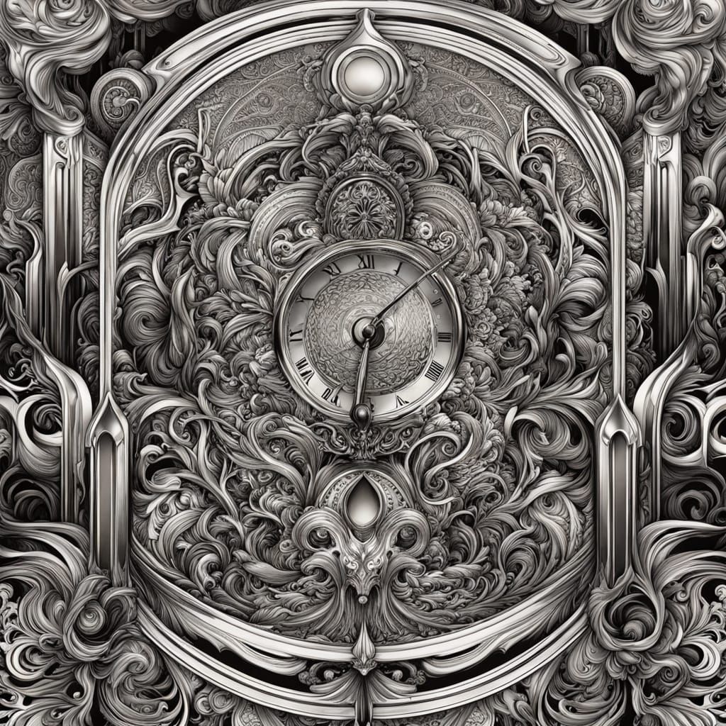 Elaborate clock made of chrome