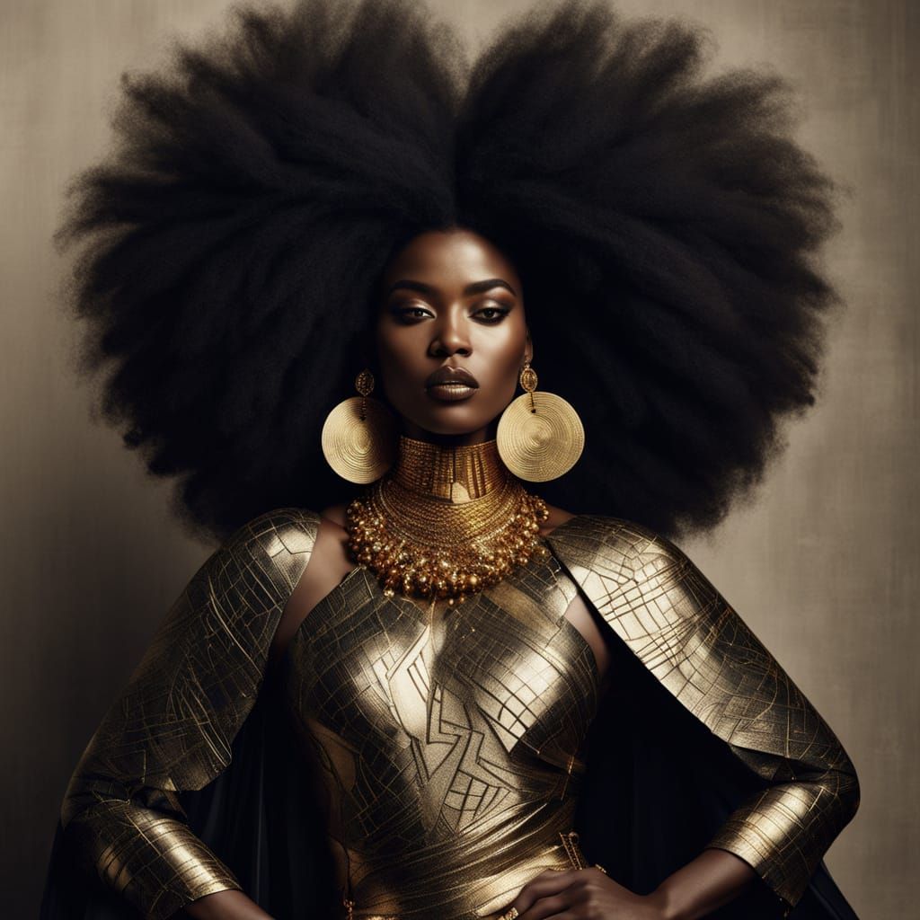 Plus-Size Black Woman on Vogue Cover in Digital Painting