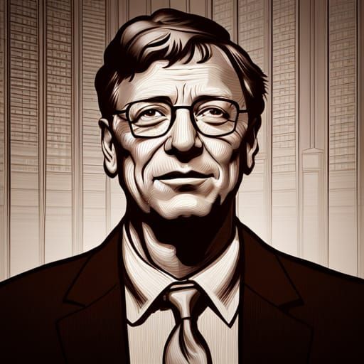 Bill Gates and the Excel Spreadsheet, Digital Art