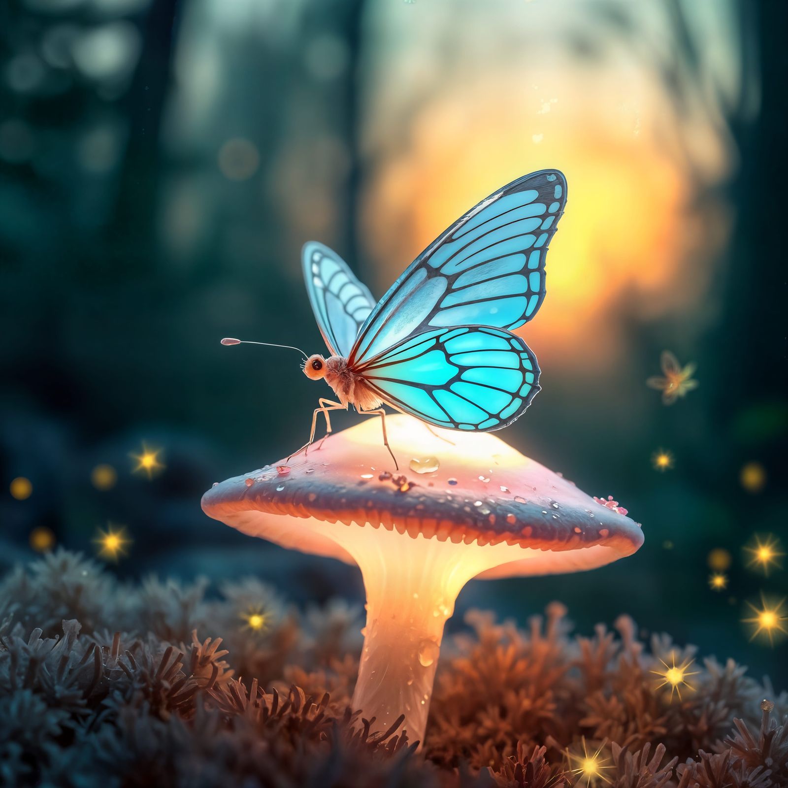 Enchanted Crystal Butterfly in Ethereal Forest