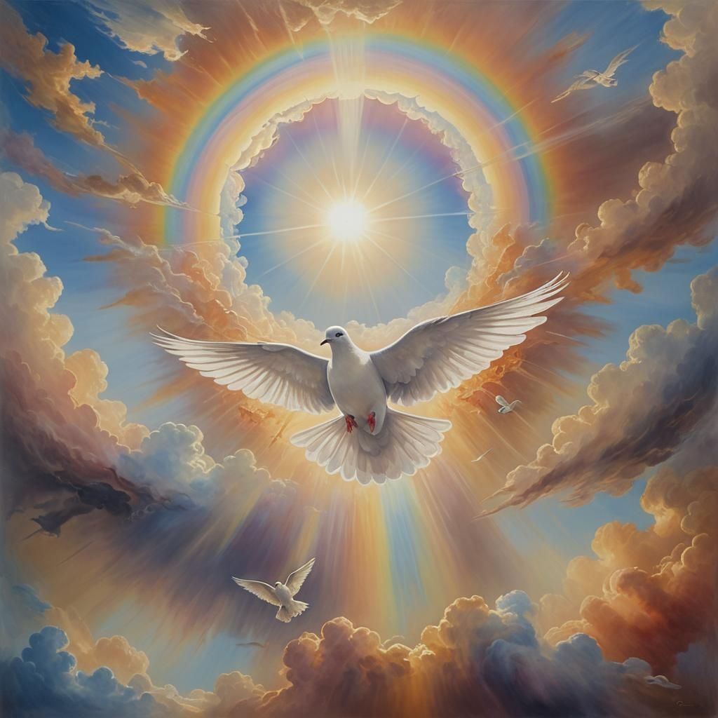 Dove Descending: A Surrealist Oil Painting
