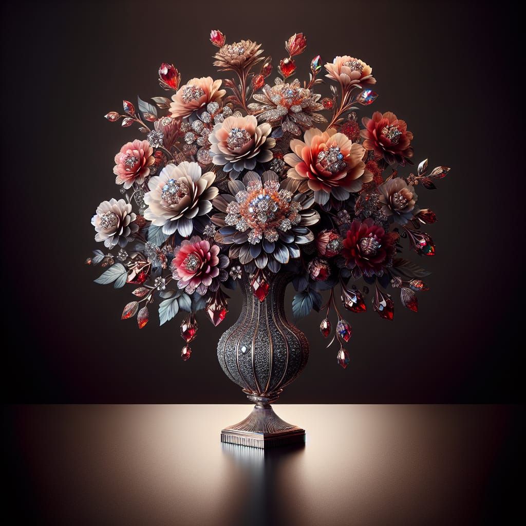 Diamond and Ruby Bouquet: Fantasy Concept Art