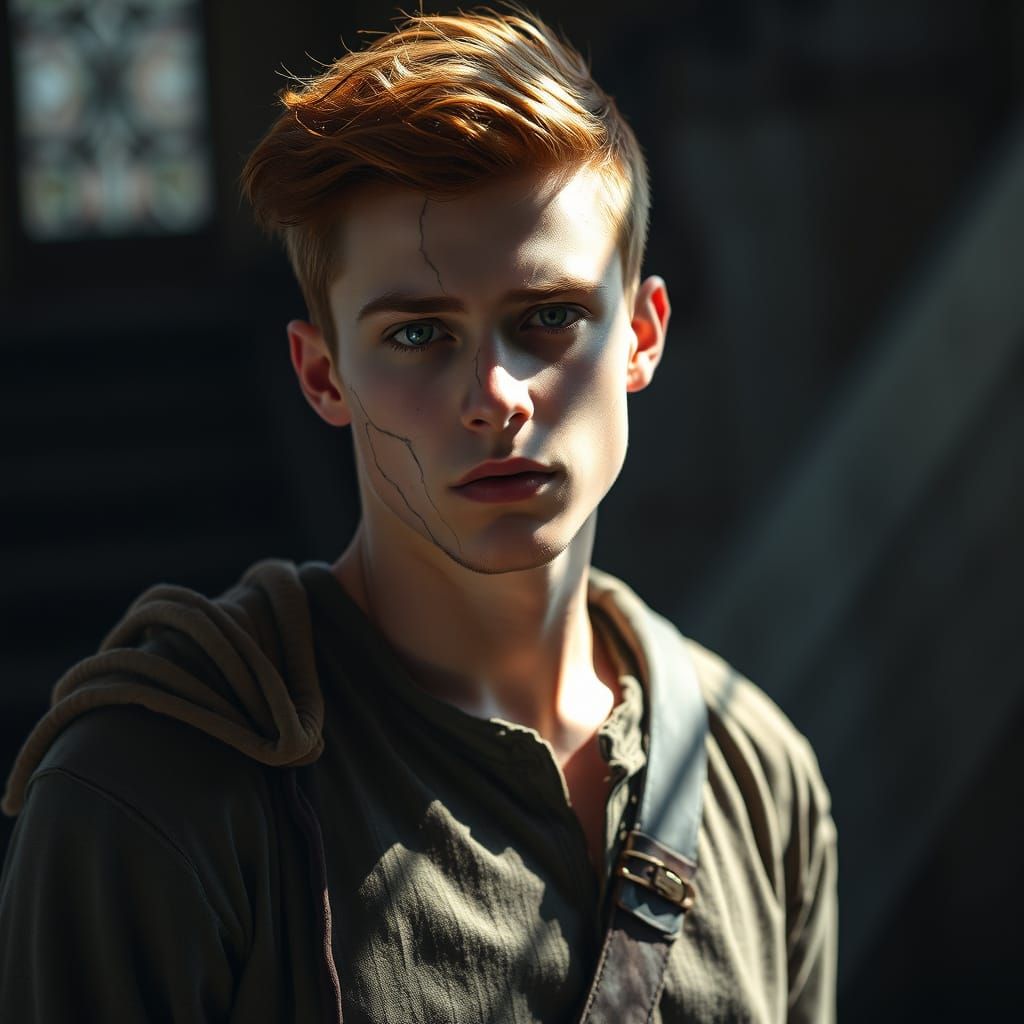A Digital Matte Painting of a Young Rust-Redhead Warrior in ...