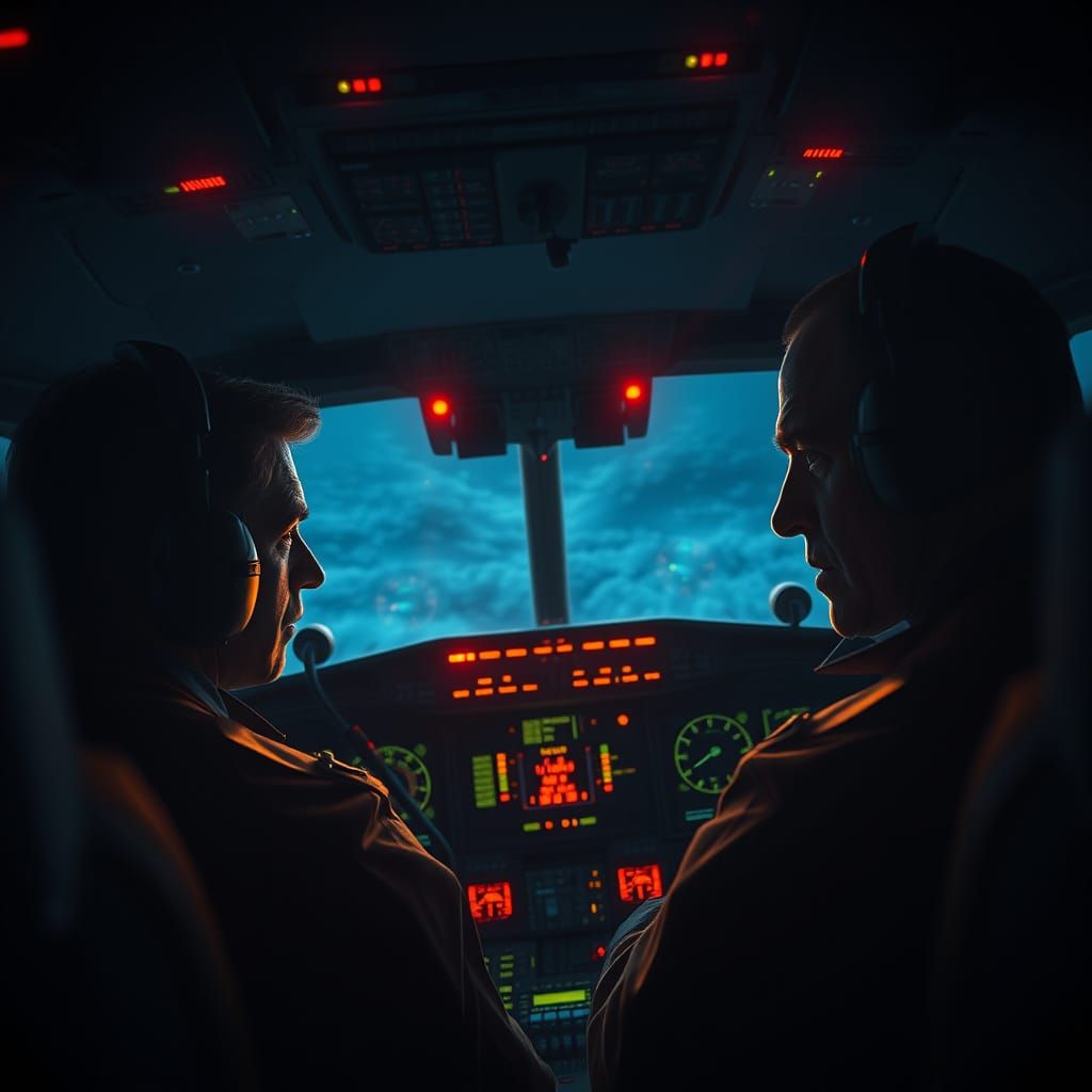 Pilots in Peril: A Cinematic Cockpit Scene