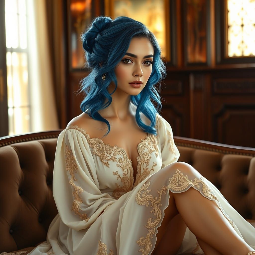 Elegant Woman in Art Nouveau Luxury