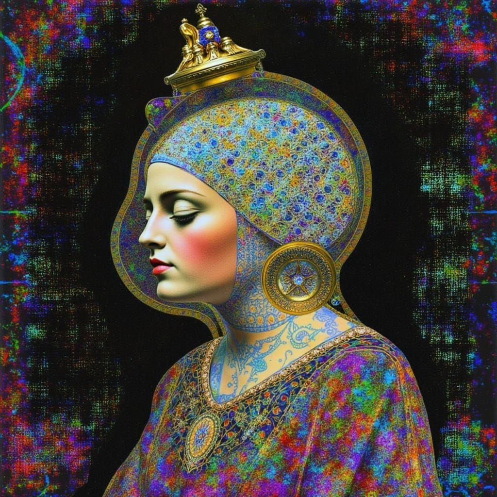 Cosmic Jester Spirit of Stubbornness in Glitch Renaissance S...