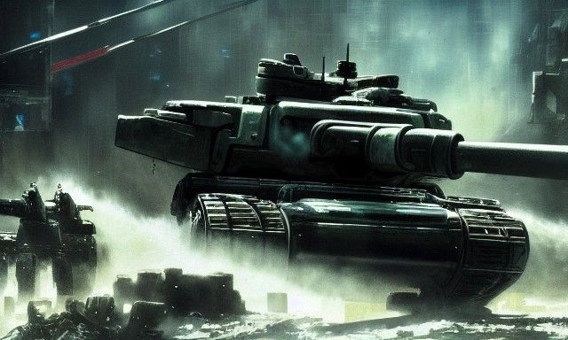 Elite Tank Unit in Sci-Fi Ruins: Action Painting