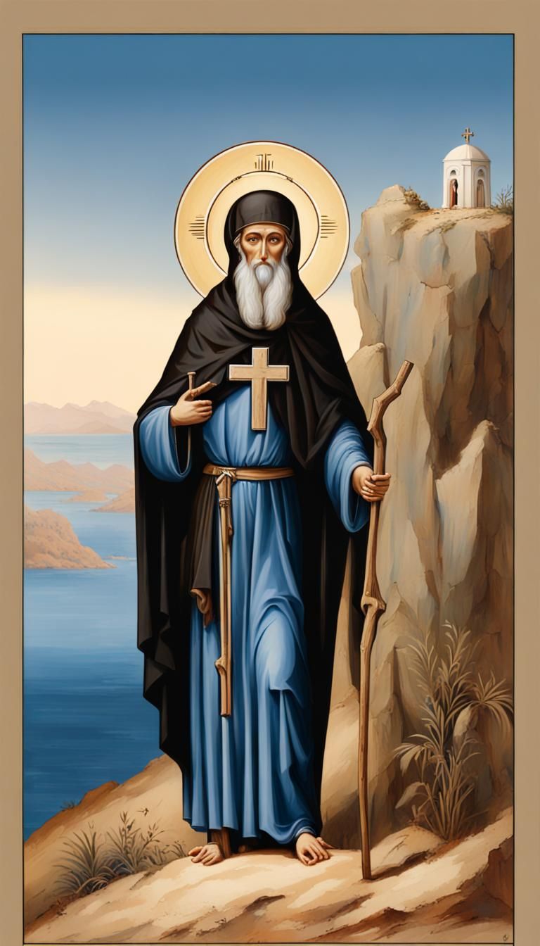 Saint Anthony of Egypt with Cross and Cave