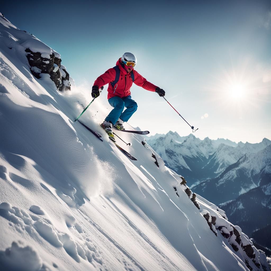 Daring Skier Conquers European Slope: Cinematic Adventure