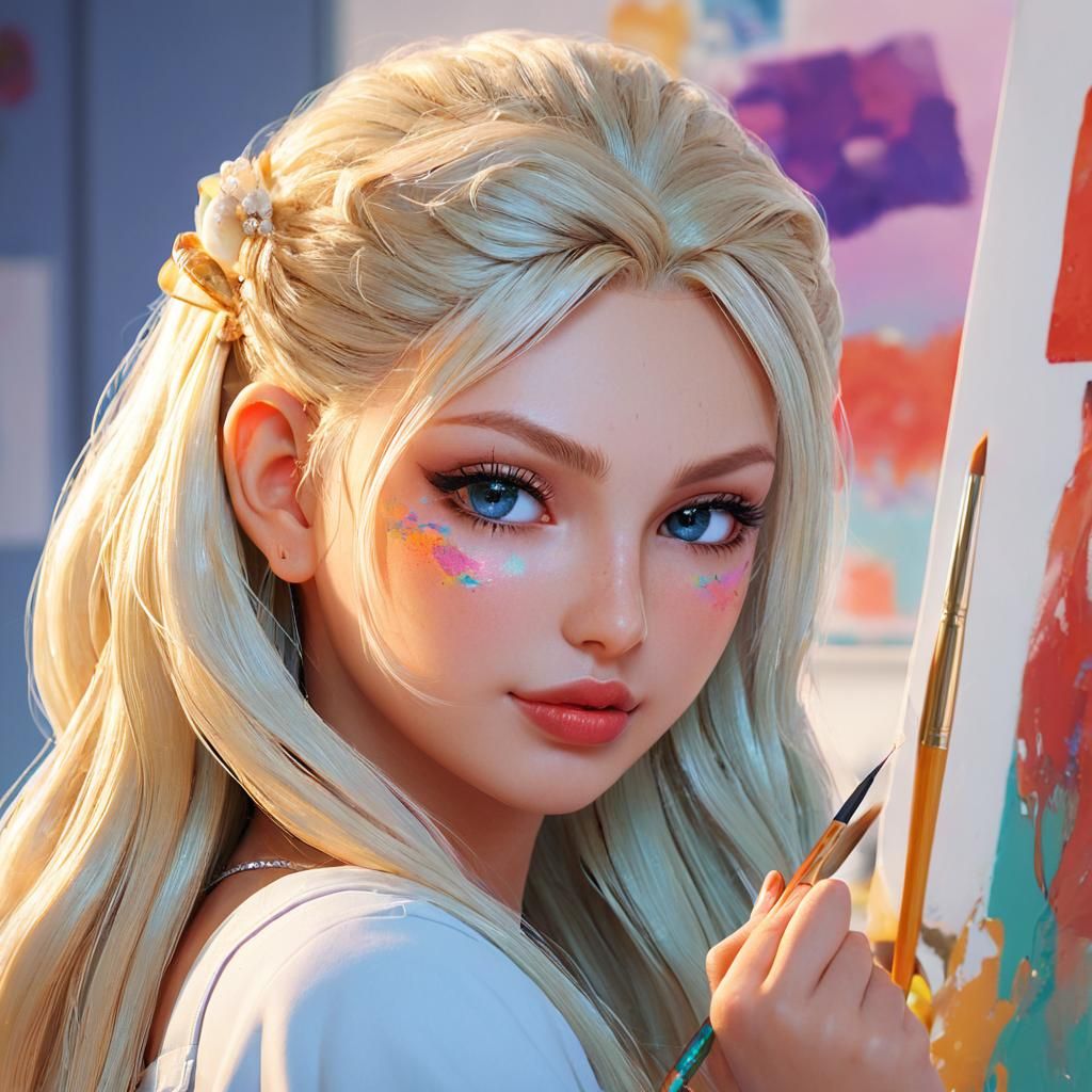 Anime Portrait of an Artist in Golden Light