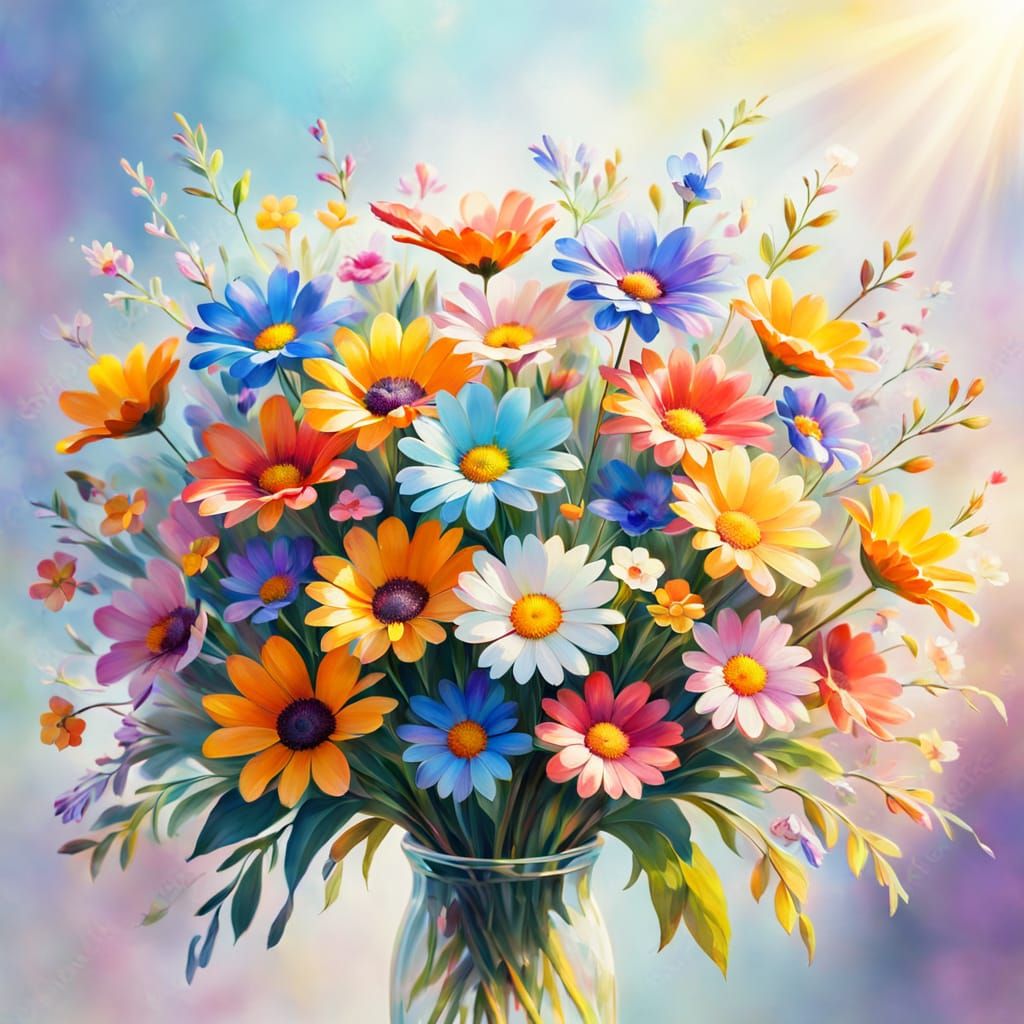 Whimsical Floral Peace Sign in Soft Focus