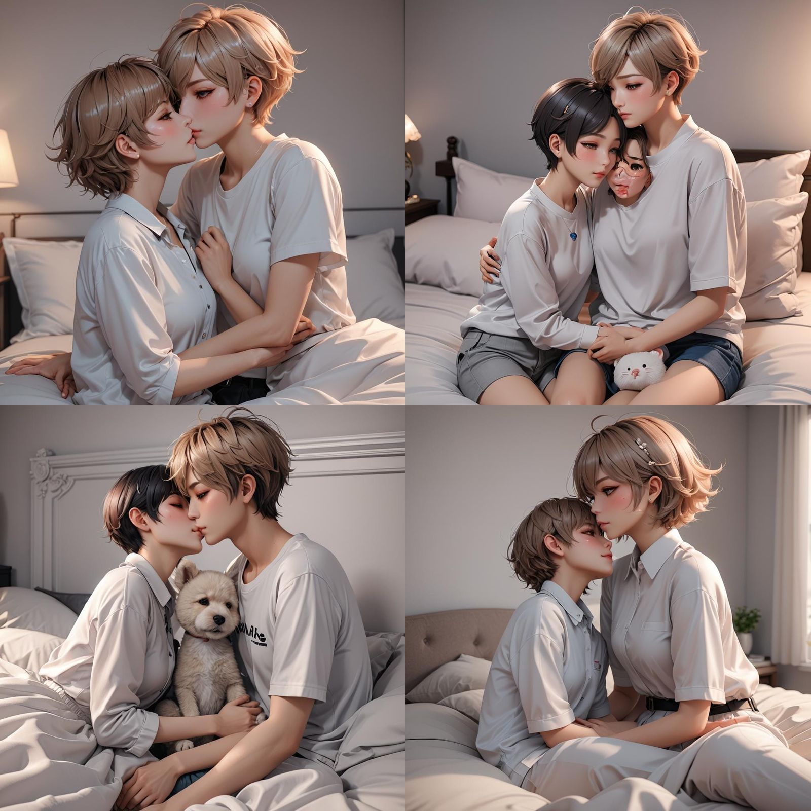 Intimate Kiss: 3D Anime Art of Mother and Child