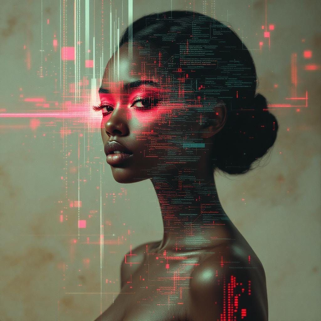 Ryoji Ikeda Glitch Art Nubian Pin-Up