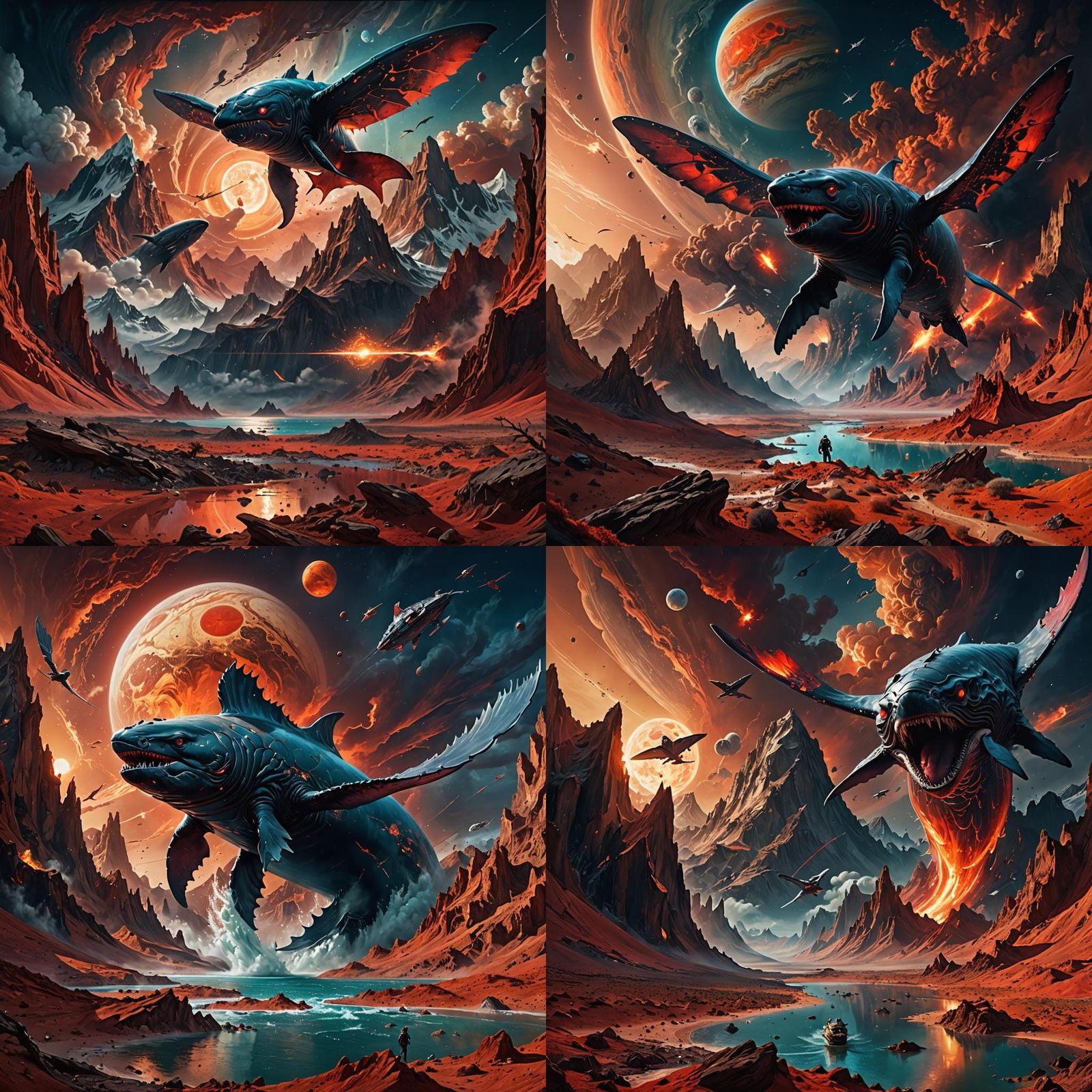 Whale-like Creatures Fly Over Jupiter Storm