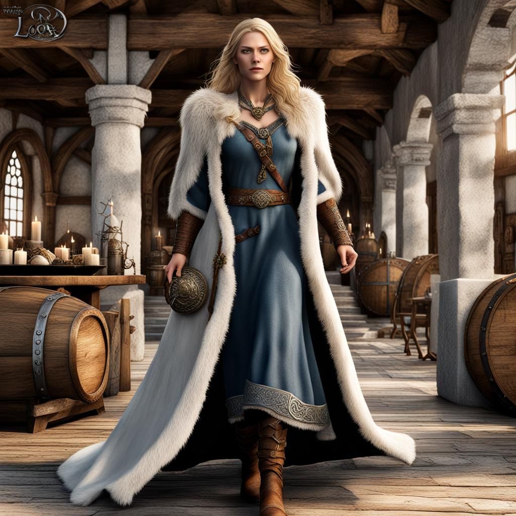 Beautiful Viking Woman in Detailed Hyperrealistic Portrait