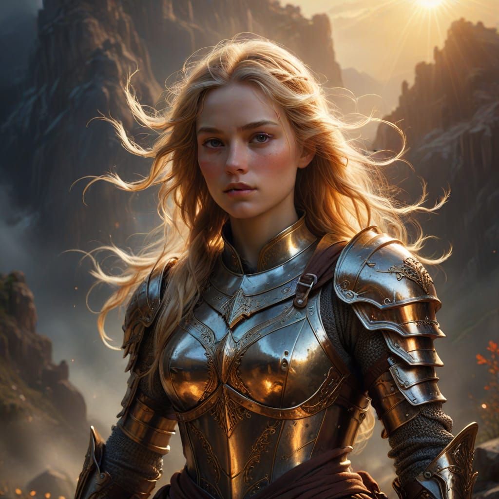 Elegant Female Knight in Golden Hour