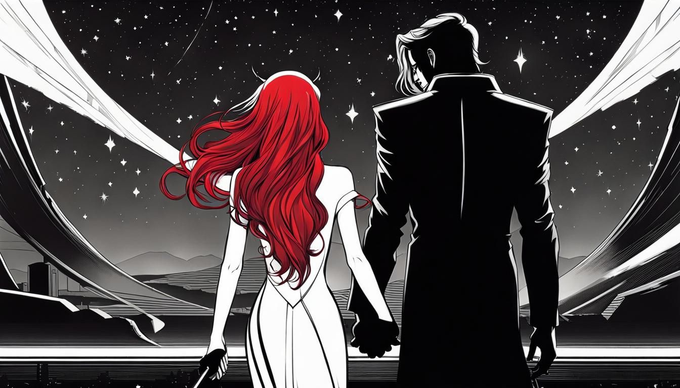 Demonic Angel Lovers in Futuristic Noir Style