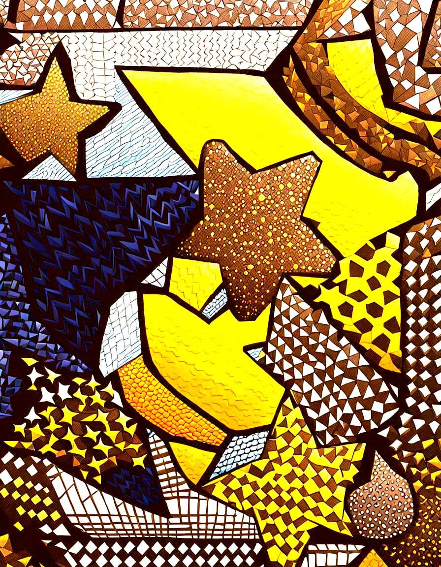 Interlocking Stars in Colored Line-Art Style