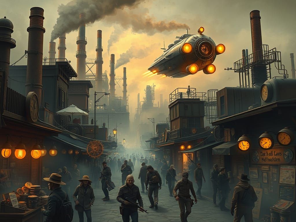 Post-Apocalyptic Zombie Market in Moebius Style