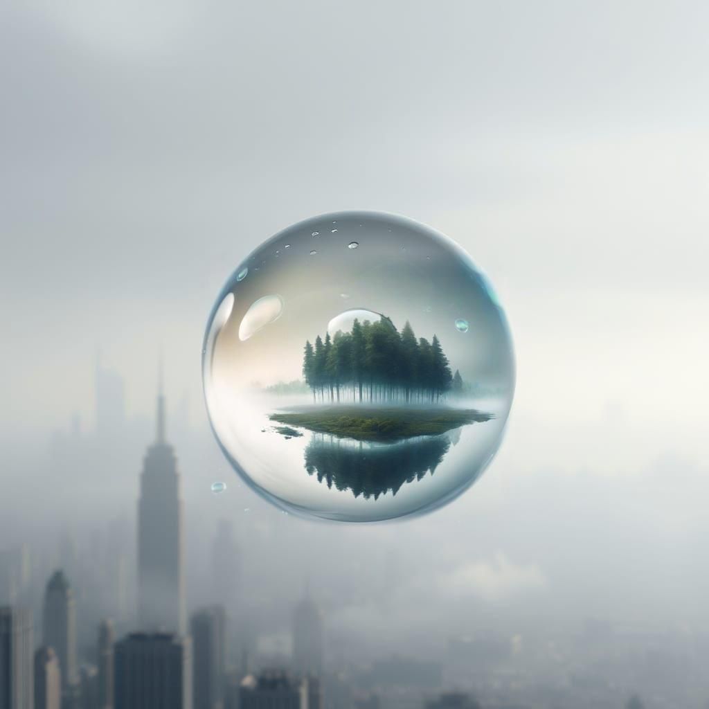 Forest Reflection in Water Bubble, Fantasy Art