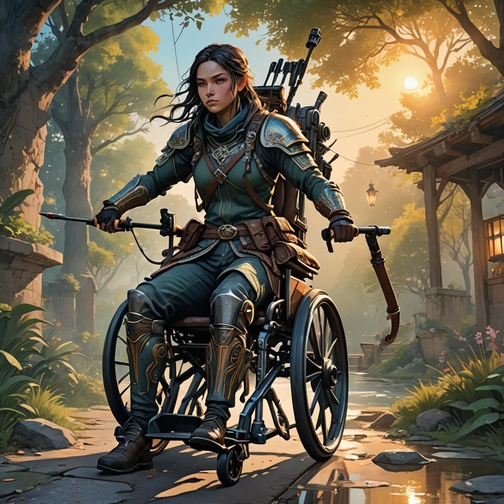 Archer Para-Athlete at Dawn in Watercolor Style