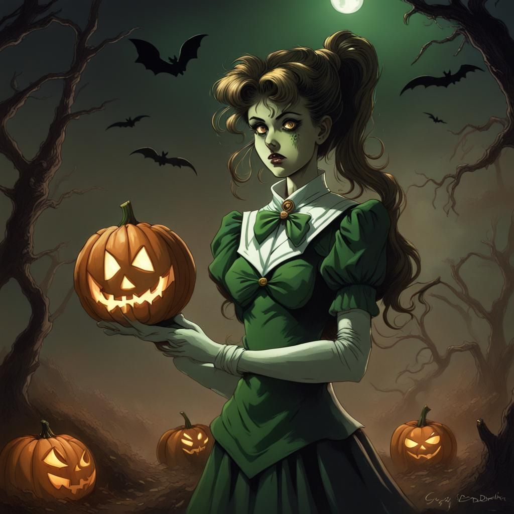 Sailor Jupiter in creepy Halloween theme