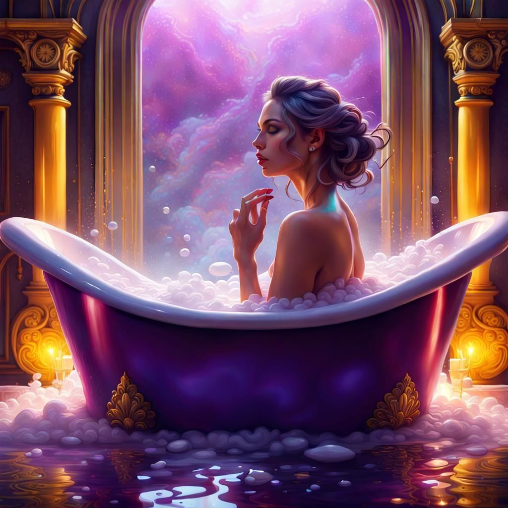 Woman in a bubble bath
