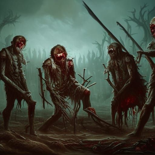 Zombie Roman Legion Ritual in Detailed Matte Style