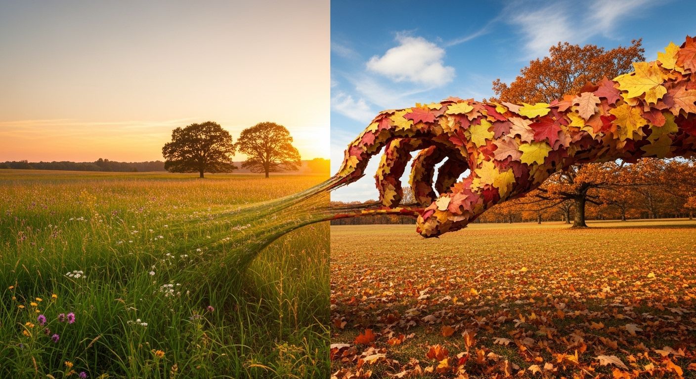 Surreal Summer to Autumn Split Image