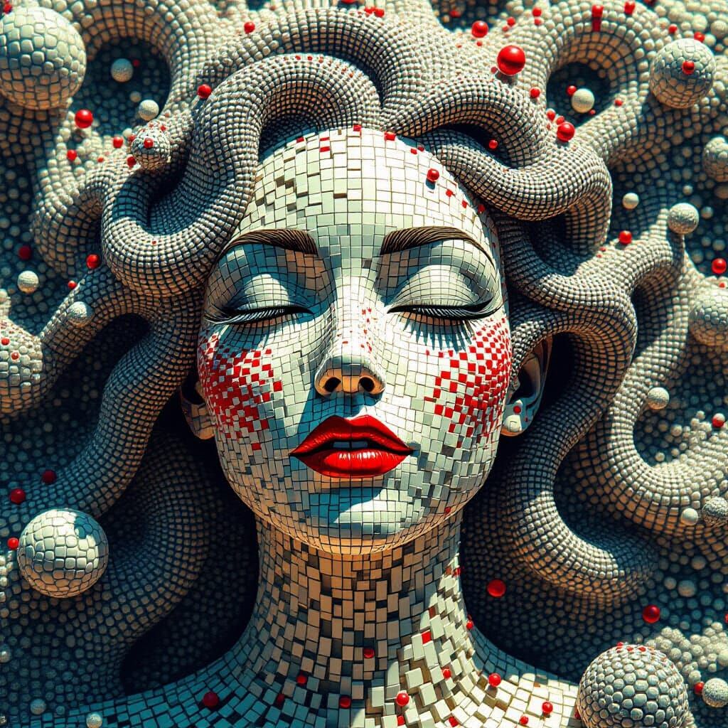 Mesmerizing Woman's Face in Geometric Optical Illusion