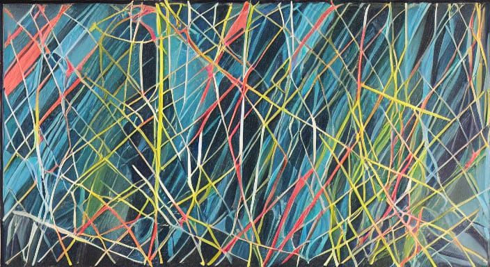 Abstract Colorfield Painting with Horizontal Stripes