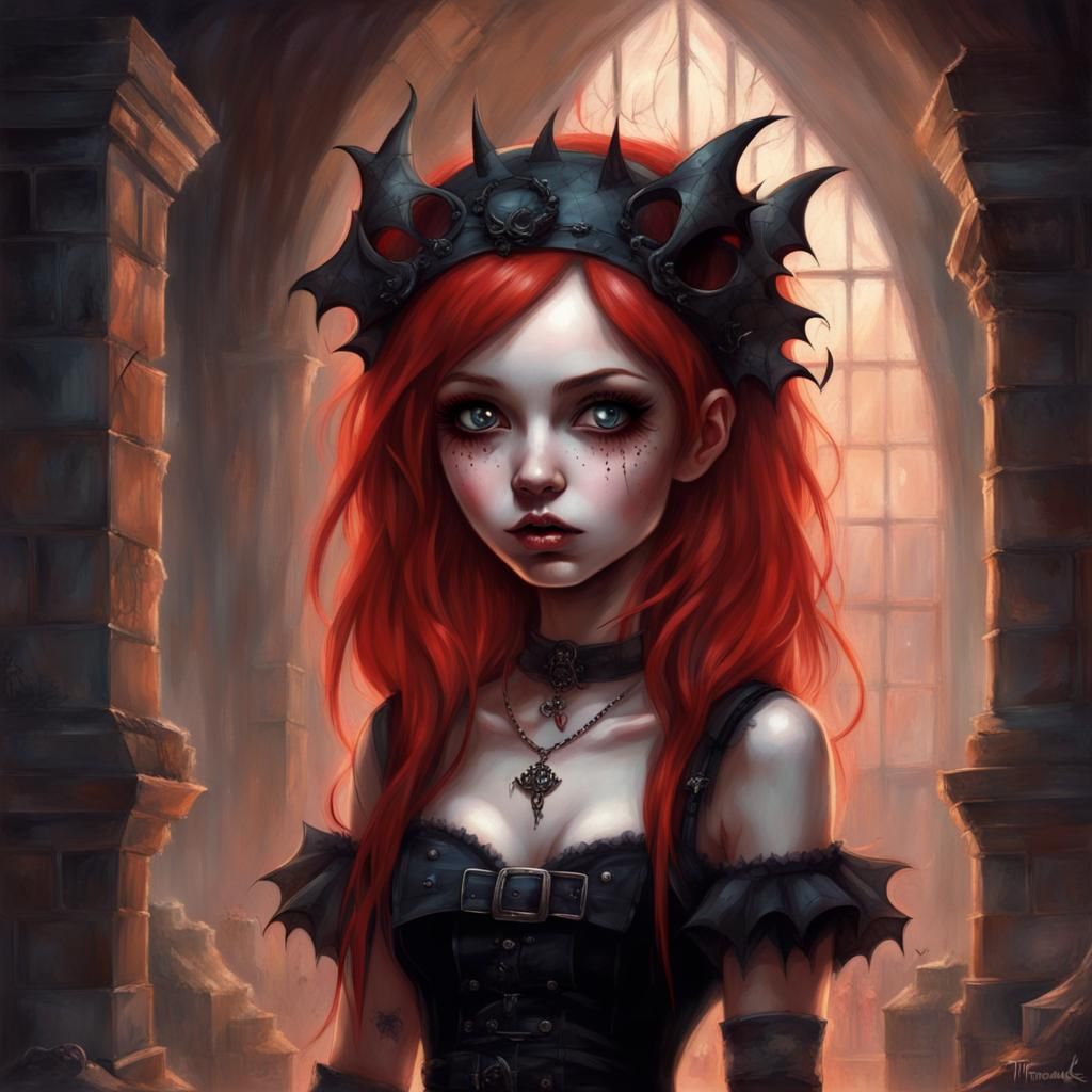 Kawaii Vampire Girl in Spooky Crypt