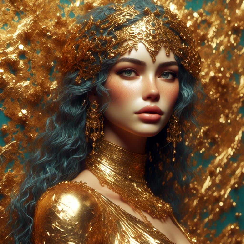 Golden 1920s Woman in Klimt Style