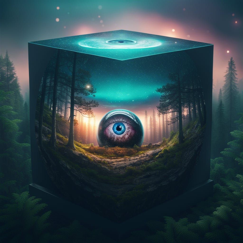 Galaxy Eye in Spooky Forest Surrealism