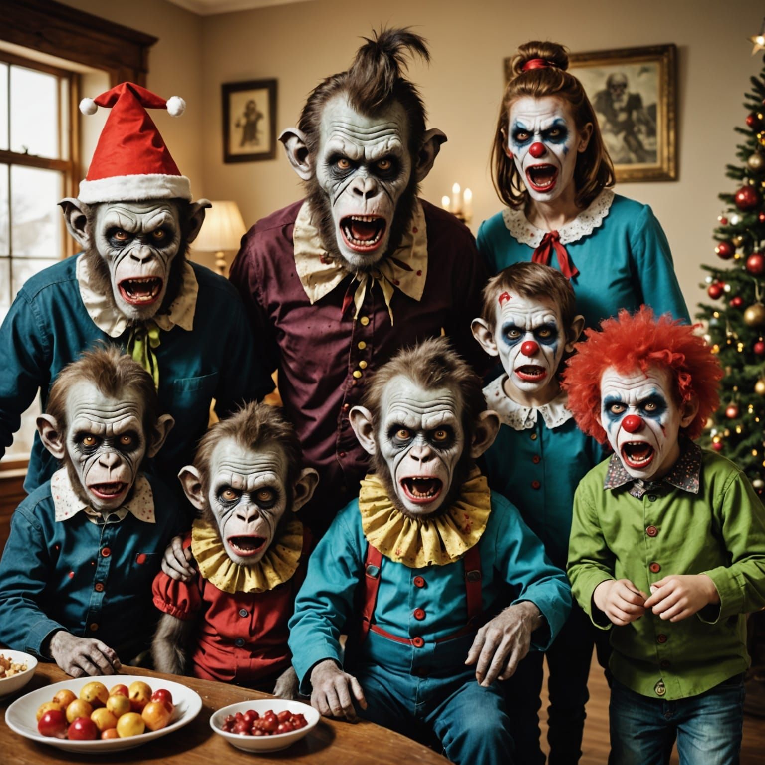 Turbulent Christmas Family Gathering in a Dark, Cyberpunk St...