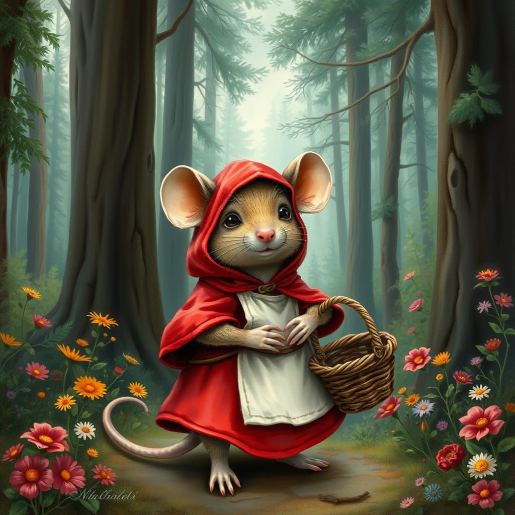 Mouse in Whimsical Forest Attire