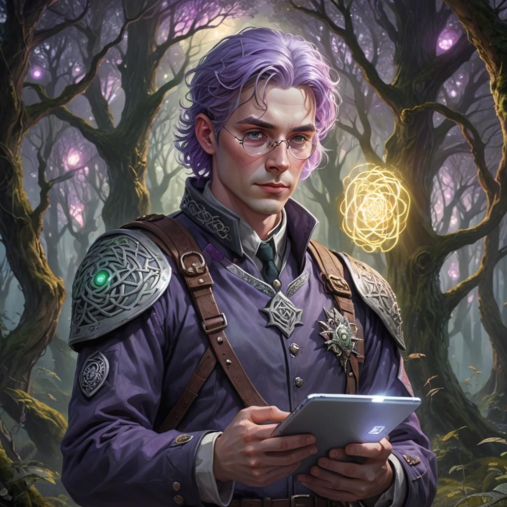 Mystical Celtic Forest: Scientist and Ethereal Creature