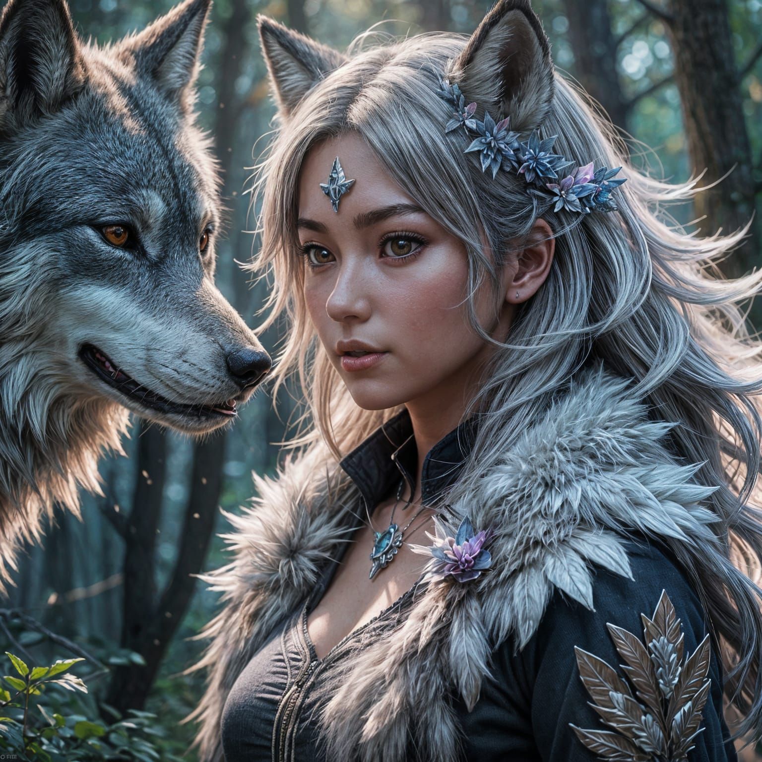 Anime Girl's Werewolf Transformation in 3D