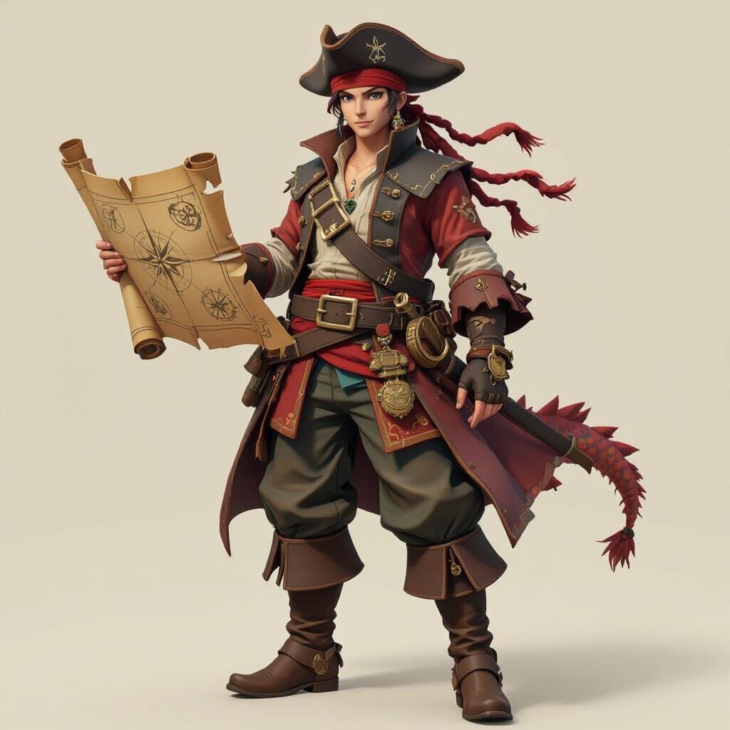 Dragon Pirate on Mystic Seas: 3D Anime Art