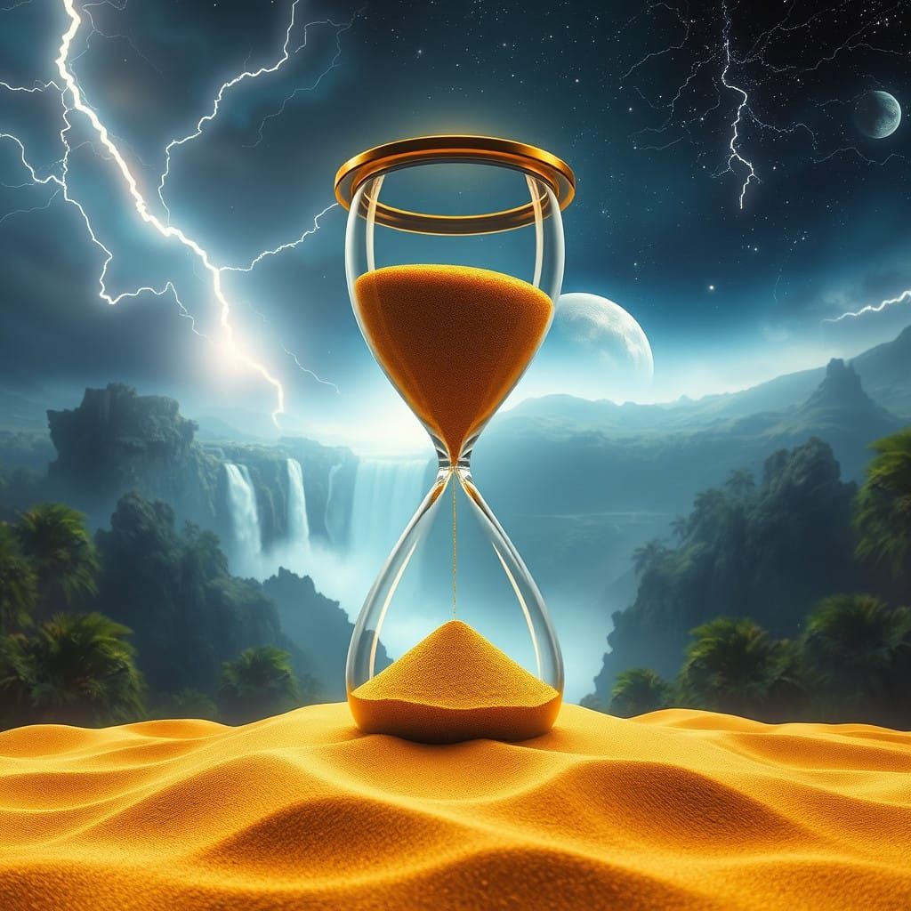 Ethereal Hourglass Scene in a Dreamlike Galaxy