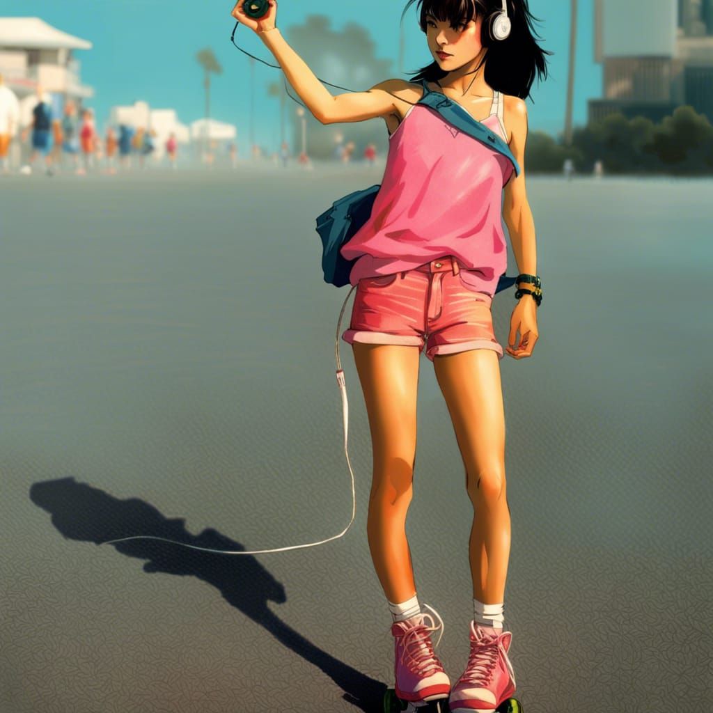 1980s Anime Rollergirl Portrait