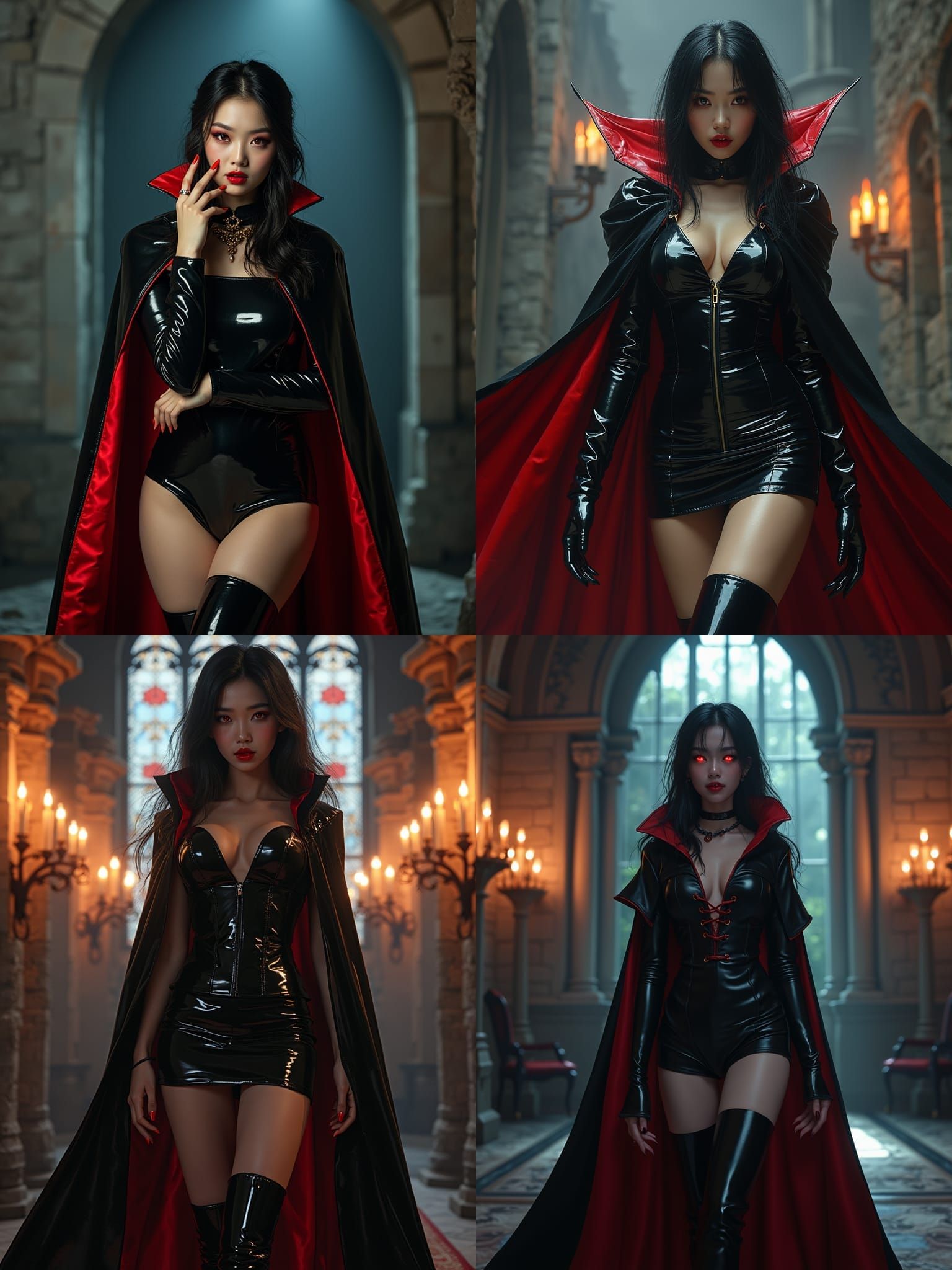 Asian Vampire in Castle, 3D Anime Art