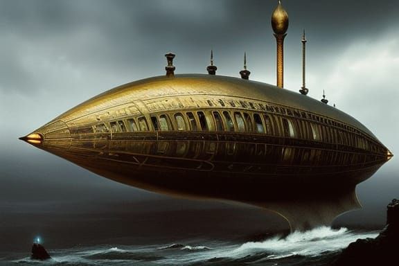 Steampunk Zeppelin in a Dark Fantasy Setting