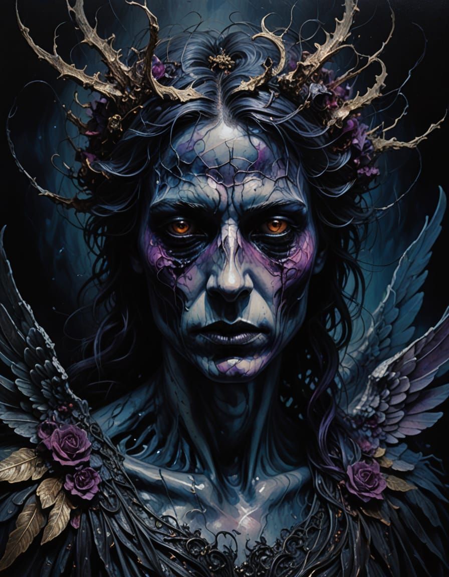 Surreal Angel Confronts Tormented Soul in Dark Oil Painting ...