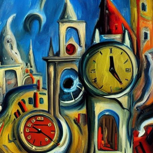 Mouse Explorer's Surreal Time Travel in Impressionist Style